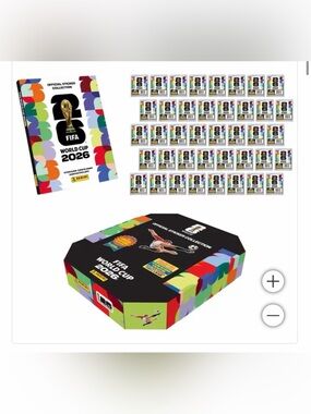 2026 PANINI SOCCER FIFA WORLD CUP ALBUM HARD COVER+ 40 STICKERS + STADIUM BOX